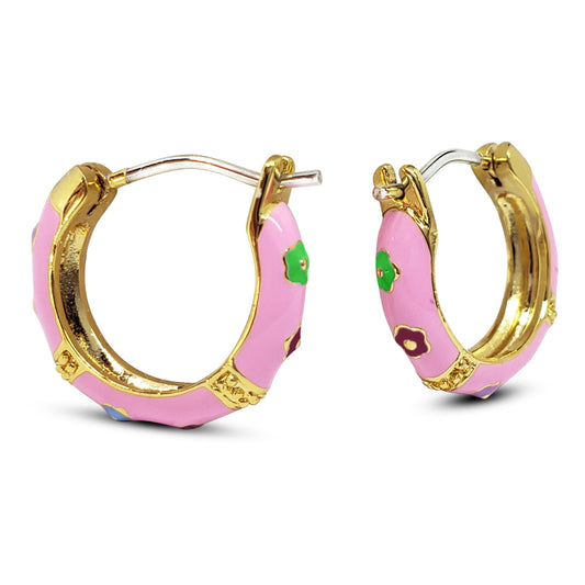 Children's Pink 18k Gold Plated Hoop Earrings