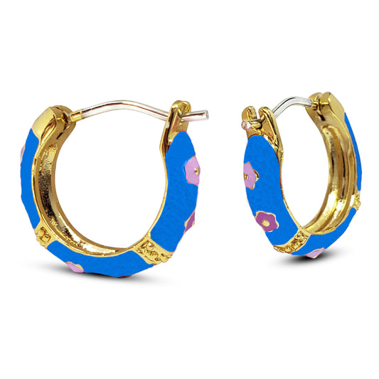 Children's Blue 18k Gold Plated Hoop Earrings