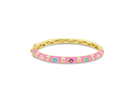 Pink Flower Children's Bangle Bracelet