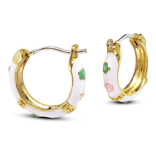 Children's White 18k Gold Plated Hoop Earrings