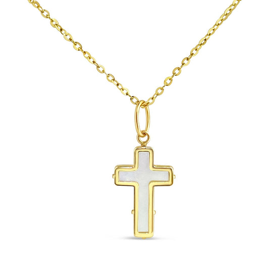 Children's Solid 14k Gold Mother of Pearl Cross