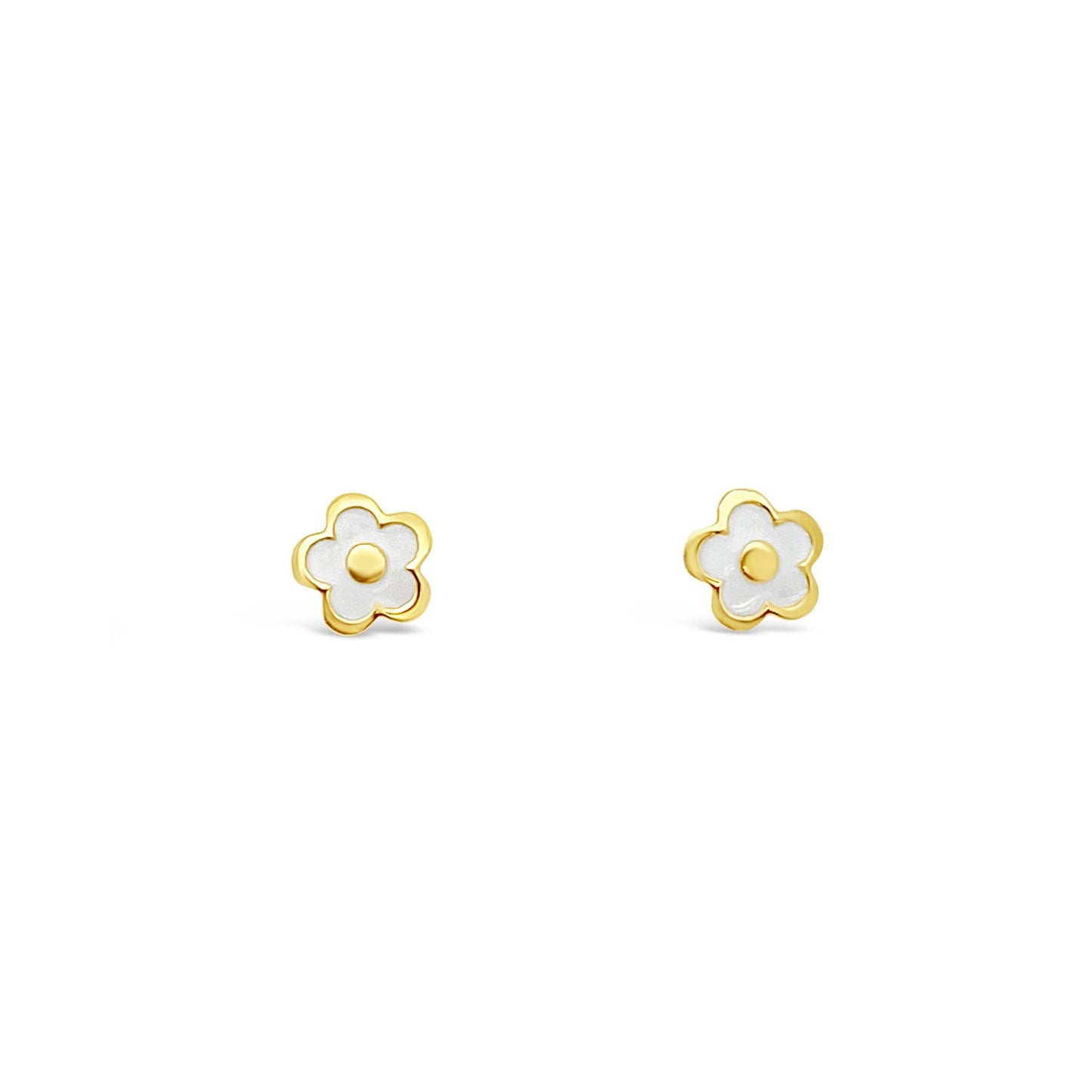 Children's 14k Yellow Gold Enamel Flower Earrings