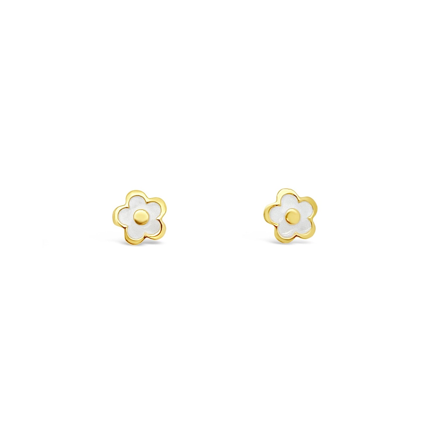 Children's 14k Yellow Gold Enamel Flower Earrings
