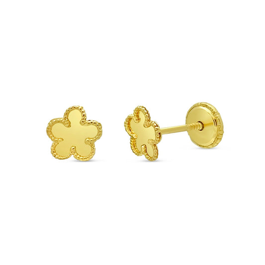 Children's 14k Solid Gold Flower Stud Earrings