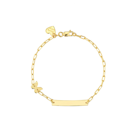 Children's 14k Yellow Gold Butterfly ID Bracelet